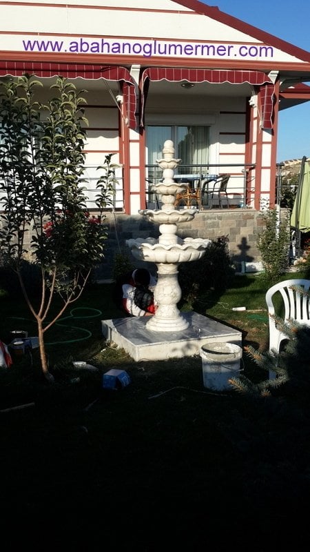 Mermer fıskiye, bahçe fıskiyesi, havuz fıskiyeleri, fıskiye ölçüleri : 80x200 cm, mermer şelale 001