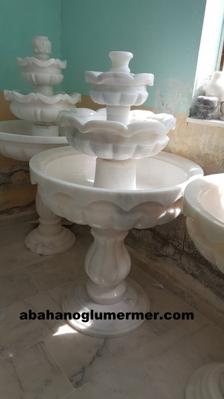 Mermer fıskiye, bahçe fıskiyesi, havuz fıskiyeleri, fıskiye ölçüleri : 70x140 cm mermer şelale 009