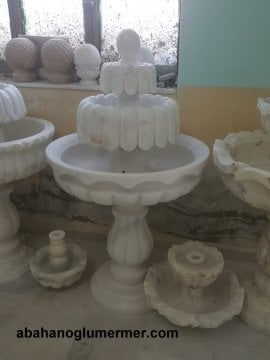 Mermer fıskiye, bahçe fıskiyesi, havuz fıskiyeleri, fıskiye ölçüleri : 65x130 cm, mermer şelale 016