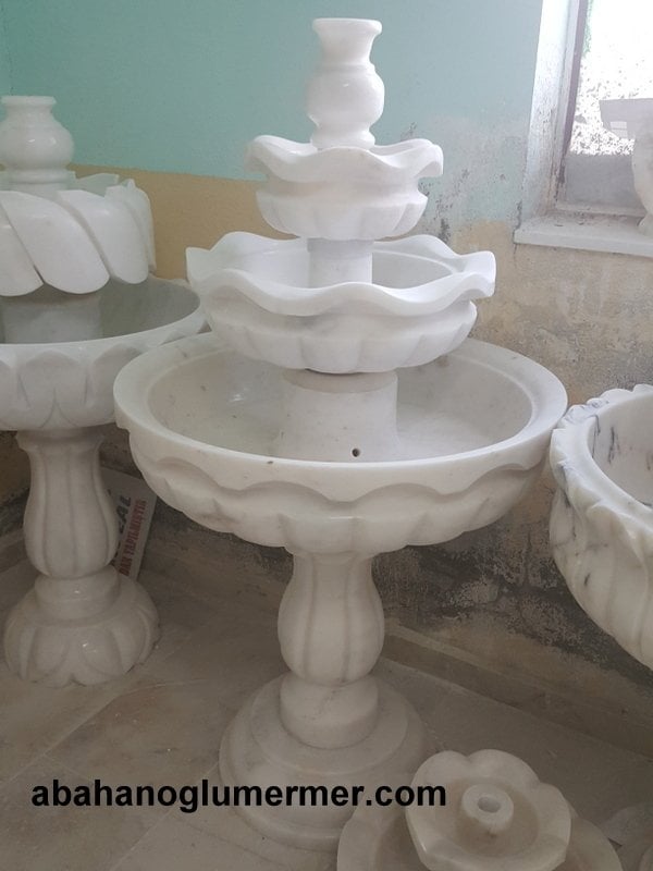 Mermer fıskiye, bahçe fıskiyesi, havuz fıskiyeleri, fıskiye ölçüleri : 65x130 cm, mermer şelale 018