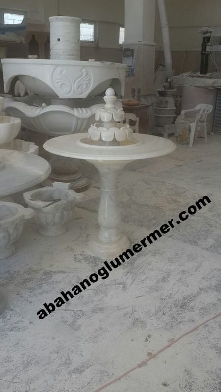 Mermer fıskiye, bahçe fıskiyesi, mermer havuz fıskiyesi, Süs Havuzu ölçüleri -110x75 cm mermer şelale 040