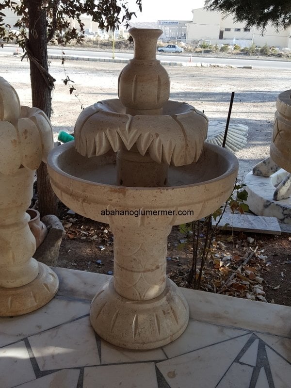 Süs Havuzu, Mermer fıskiye, bahçe fıskiyesi, havuz fıskiyeleri, Fıskiye ölçüleri -70x130 cm mermer şelale 045