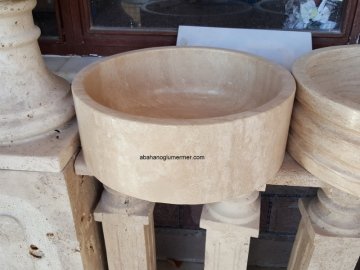 ayaklı doğal taş lavabo,lavabo modelleri,lavabo ölçüleri : 42x15 cm lavabo -048