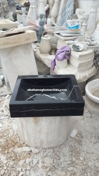 doğal taş lavabo, siyah lavabo modelleri, lavabo ölçüleri : 45x55x15 cm lavabo -051