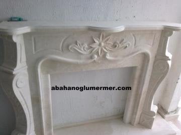 bej mermer şömine, mermer şömine modelleri, mermer şömine 004