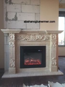 bej mermer şömine, mermer şömine modelleri, mermer şömine 012