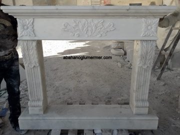 beyaz mermer şömine, mermer şömine modelleri, mermer şömine 013